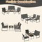 Grey Metal Fabric 4-Piece Outdoor Patio Set Loveseat Chairs with Glass Table